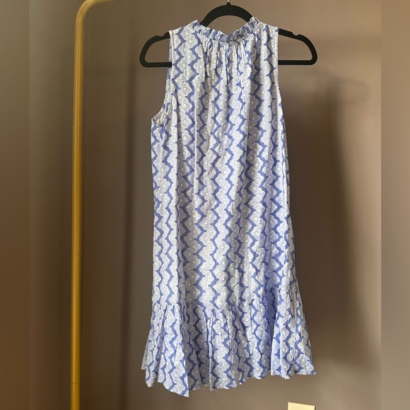 Oliphant Sleeveless Tiered Short Dress Blue Print Medium - Picture 4 of 6